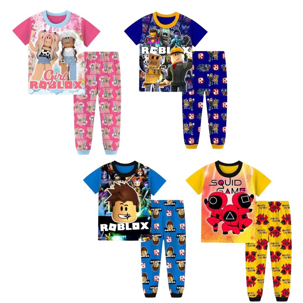 Piyama Anak/Baju Tidur Anak 3-13thn/ROBLOX/SQUID GAME Lengan Pendek