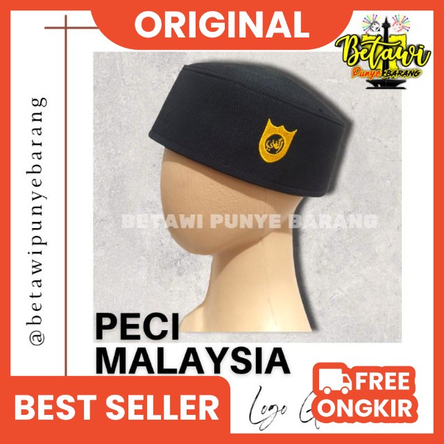 peci malaysia kopiah malaysia hitam logo gold