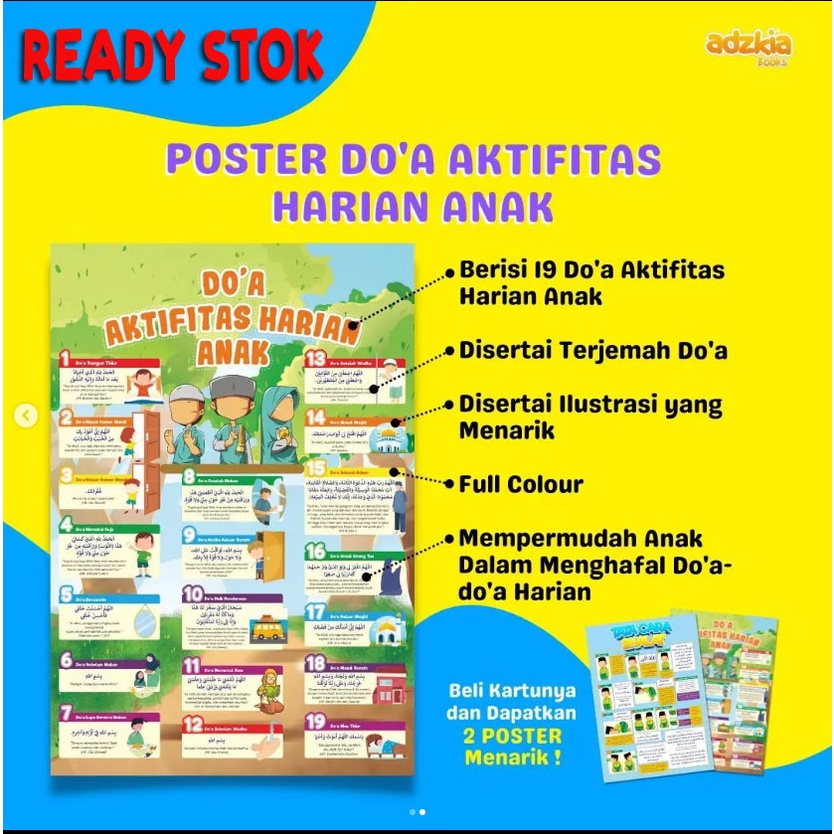 Flash Card Anak : Kartu Bacaan Shalat dan Hafalan Doa Bonus 2 Poster | Adzkia book