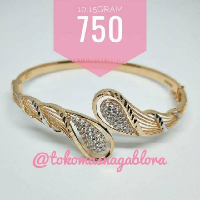 GELANG KOLONG VARIASI PUTIH MATA EMAS KADAR 750