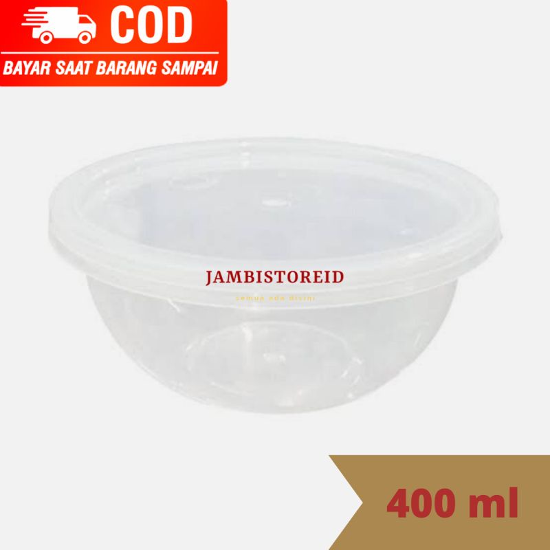 (JAMBISTOREID) Mangkok Wadah Thinwall Medium Box Kotak Bulat 400ml 25pcs Plastik Mika Sedang Bekal M