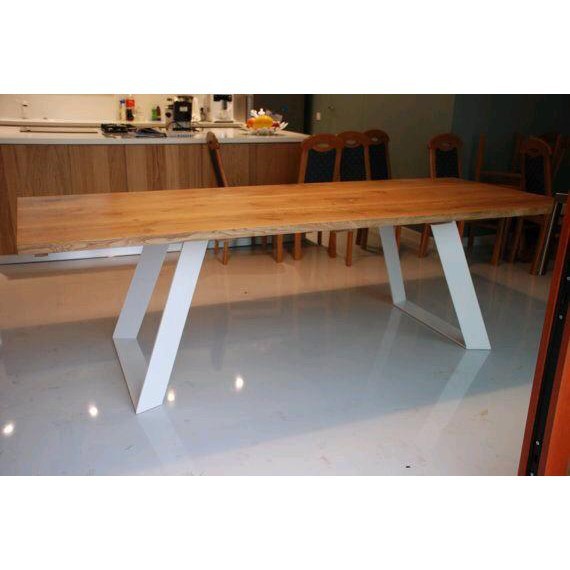 meja makan jati minimalis kaki plat besi