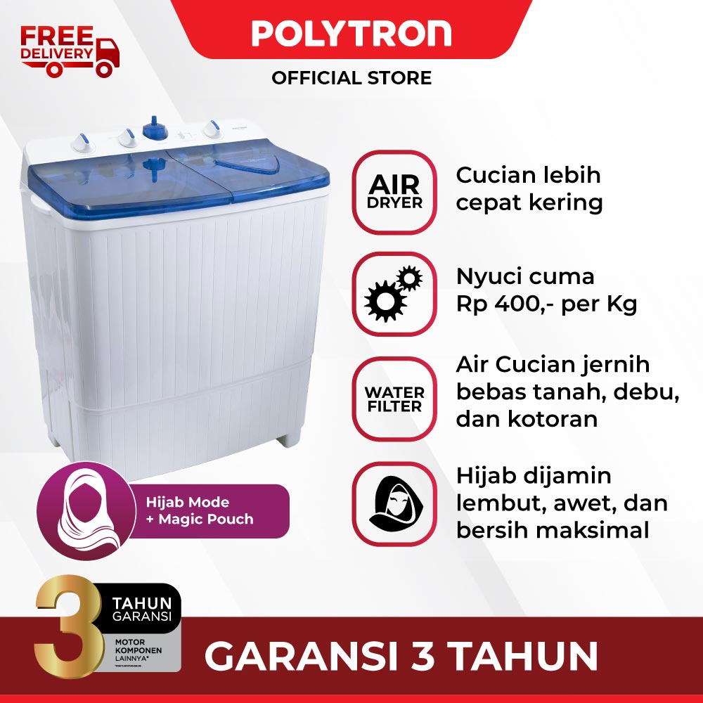 Mesin cuci POLYTRON Primadona Samba 2 tabung 7Kg PWM 701B