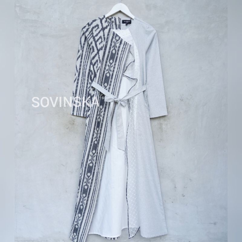 Preloved Gamis Tenun Sovinska Abu abu