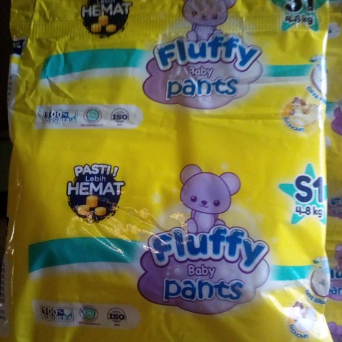 Fluffy Popok bayi Celana S isi 1 Baby Diapers Pant S1 (4-8kg)