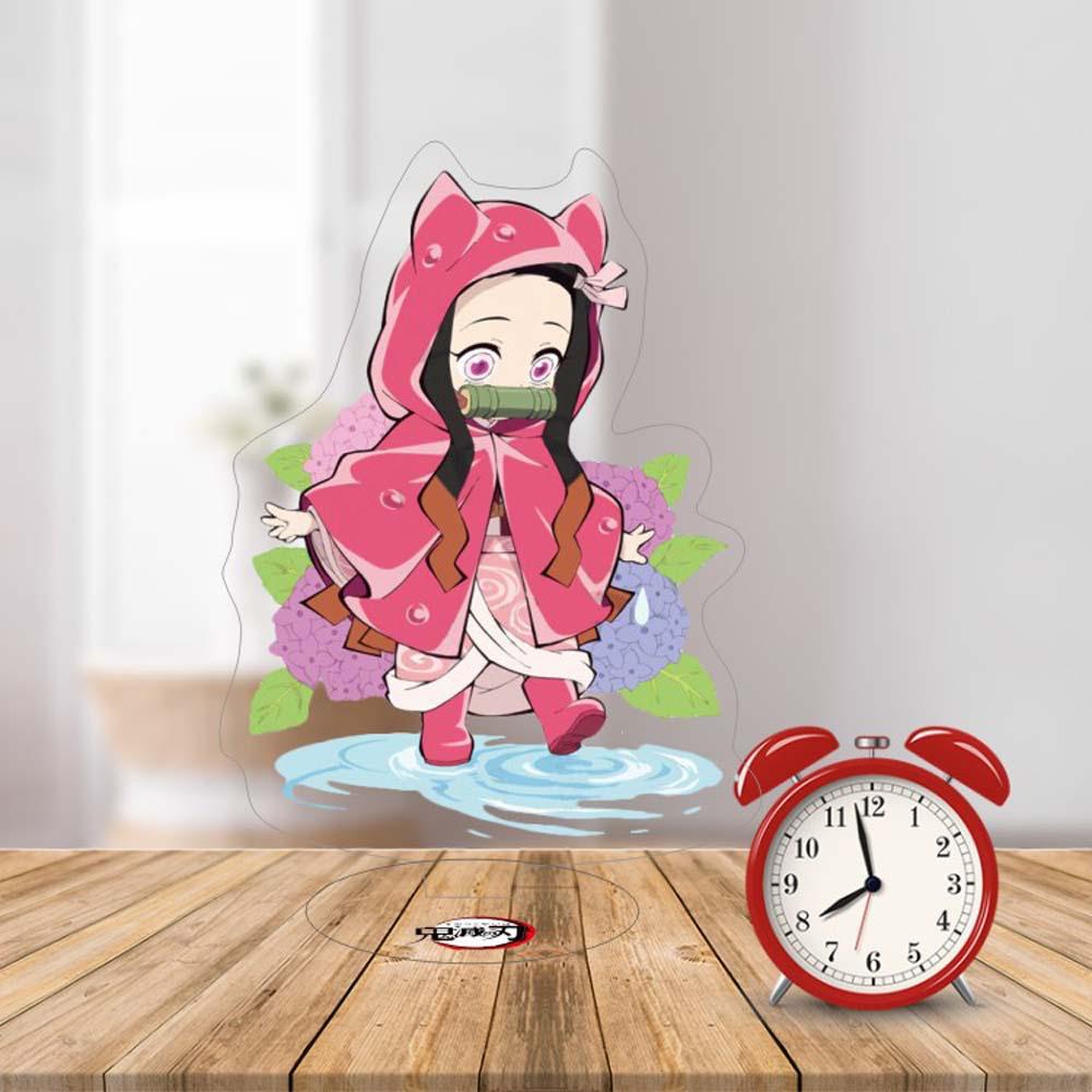QUINTON Mainan Model Demon Slayer Kartun Agatsuma Zenitsu Mainan Koleksi Kamado Tanjirou Kamado Nezuko Desktop Standing Card