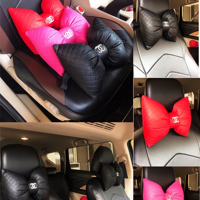 

Bantal model pita chanel 2 pcs mahkota Bantal Kepala Jok Mobil DAD Crown Mahkota Mewah Elegan