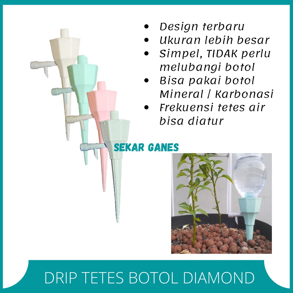 SEKAR LUSINAN 12 Pcs Drip Tetes Diamond Drip Tetes Air Sistem Irigasi Tutup Botol Penyiram Tanaman