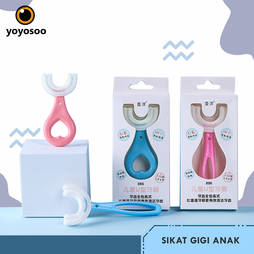 Sikat Gigi Bayi Import-Toothbrush Baby Silicon 360° Type U/ Sikat Gigi Anak Tipe U Bahan Silikon-YOYOSOO