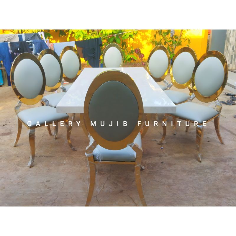 meja makan stainless gold marmer 8k meja makan stainless marmer mewah