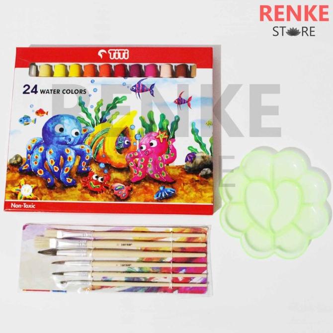 

BAYAR DITEMPAT Paket Gambar Lukis - Cat Air Titi 24 Kuas Palet Set/CAT AKRILIK SET/CAT AKRILIK SET 24 WARNA/CAT AKRILIK PASTEL/CAT AIR/CAT AIR LUKIS SET/CAT AIR GIOTTO/KUAS LUKIS 1 SET/KUAS LUKIS KECIL/KUAS LUKIS LENGKAP/KANVAS LUKIS/KANVAS LUKIS