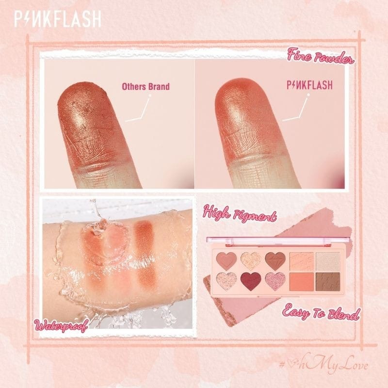 ★ BB ★  PINKFLASH Multi Face Palette - OhMyLove Multiple Face Palette Eye shadow Blush Highlighter Contour 3 Colors - PINK FLASH - PF M02