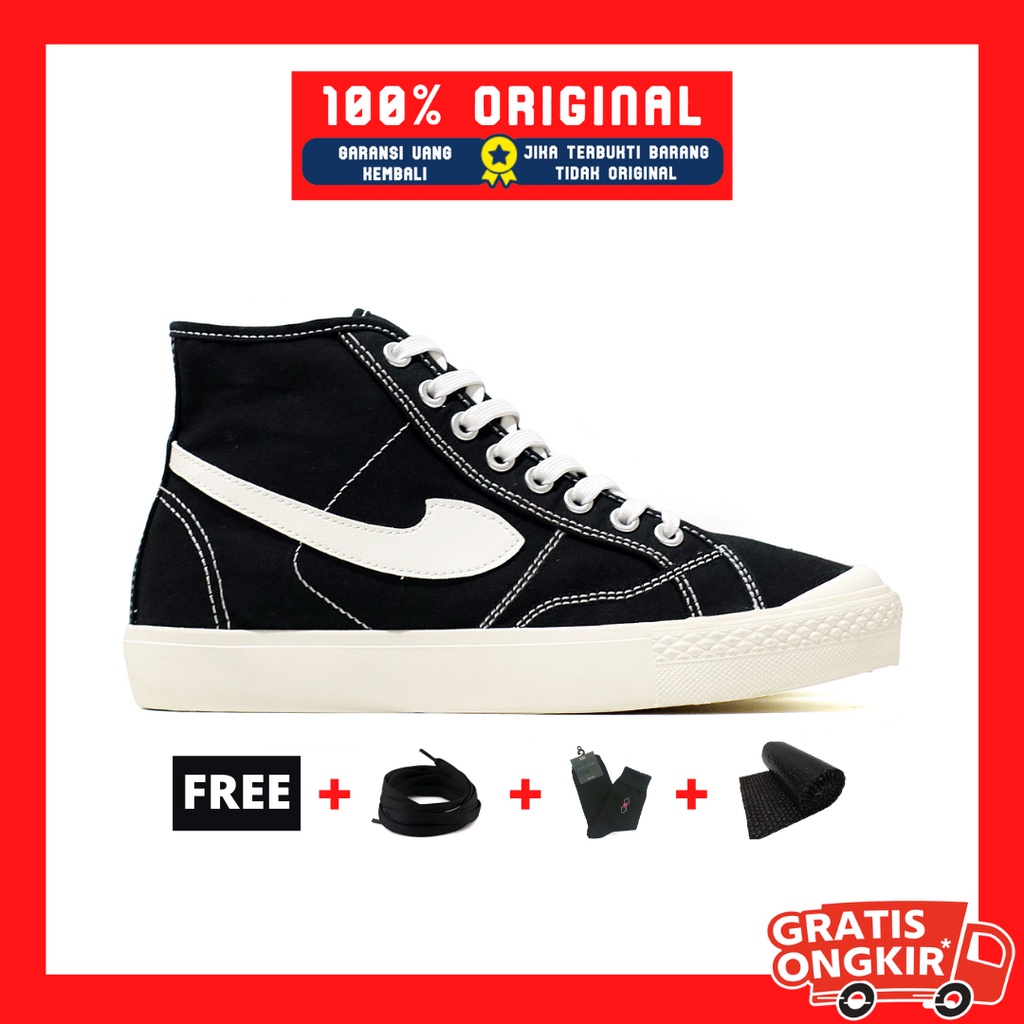 Original Not Sepatu Compass Gazelle Hi Black White Sneakers Lokal Casual Pria dan Wanita High