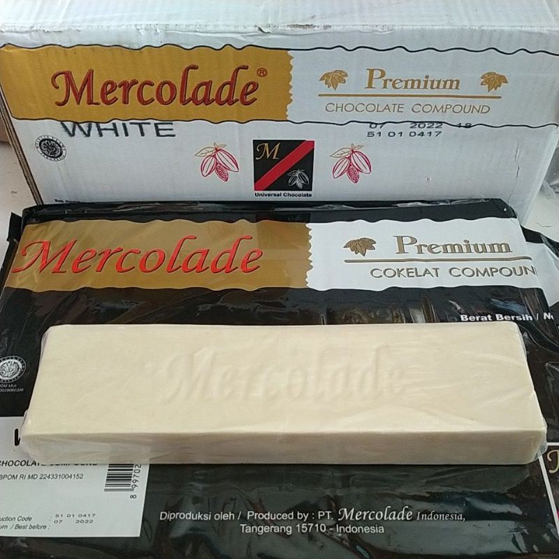 

Mercolade White Chocolate Compound PREMIUM/ Coklat Batang Putih Repack +/- 1kg