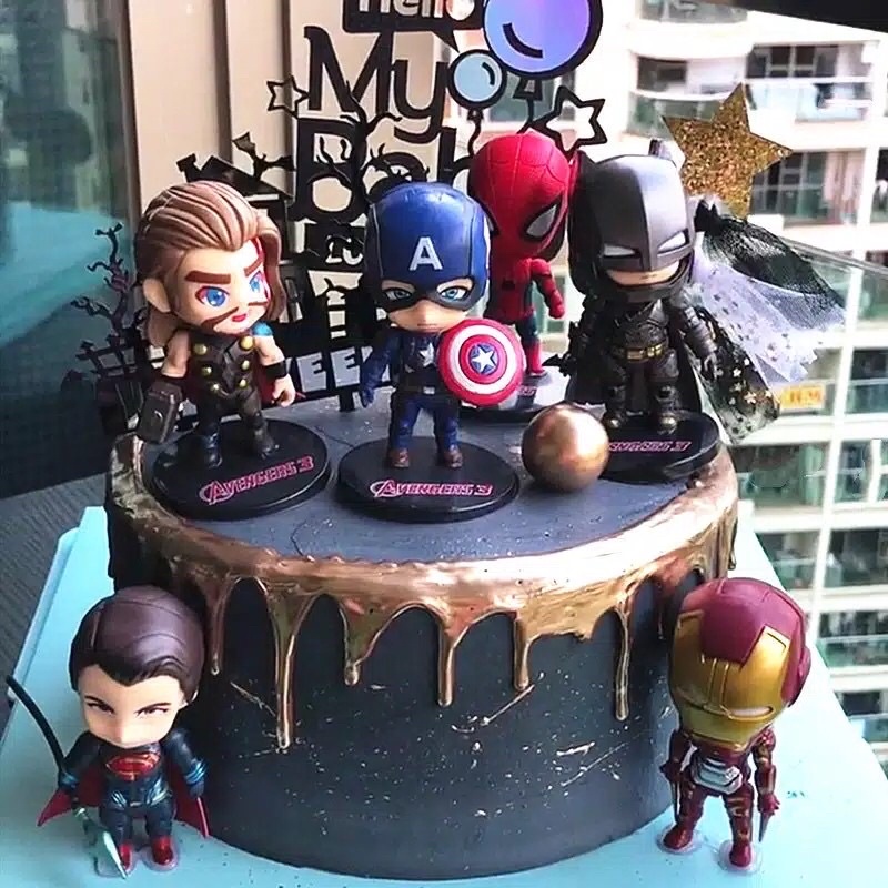 Figure Avengers Topper Cake MARVEL Ironman Batman Superman Capten Amerika Thor Spiderman topper kue