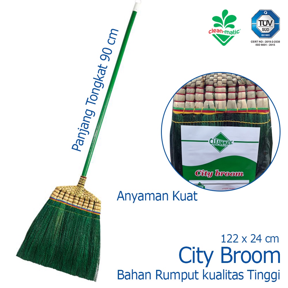 Sapu Lantai Sapu bahan rumput Sapu Rumah City Broom 990207 Clean Matic