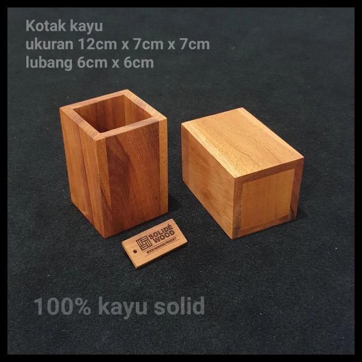 

[READY STOCK] KOTAK KAYU 12CM X 8CM X 8CM TEMPAT SENDOK PENSIL PULPEN
