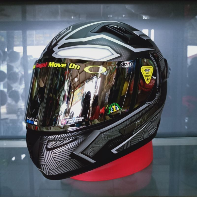 KYT HELM K2 RIDER MOTIF BLACK PANTHER BLACK SILVER DOFF PAKET GANTENG