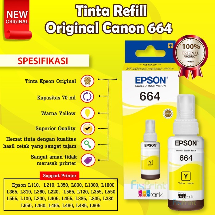 TINTA EPSON 664 ORIGINAL PRINTER L SERIES 70ML