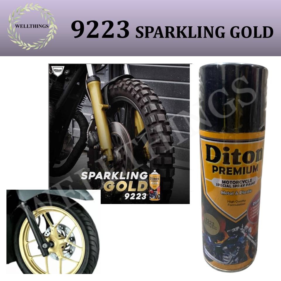 Cat Pilox Diton Premium 9223 Sparkling Gold 400cc Emas muda Metalik Pylox Pilok Sepeda Motor Mobil