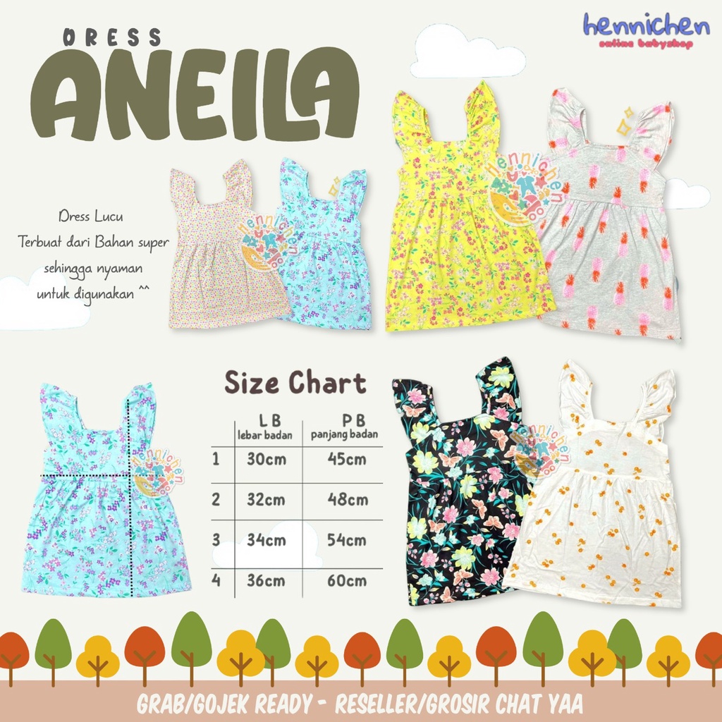 CALLYSTA DRESS ANEILA DRESS ANAK MOTIF LUCU PAKAIAN BAJU ANAK FASHION ANAK PEREMPUAN 1-4 TAHUN