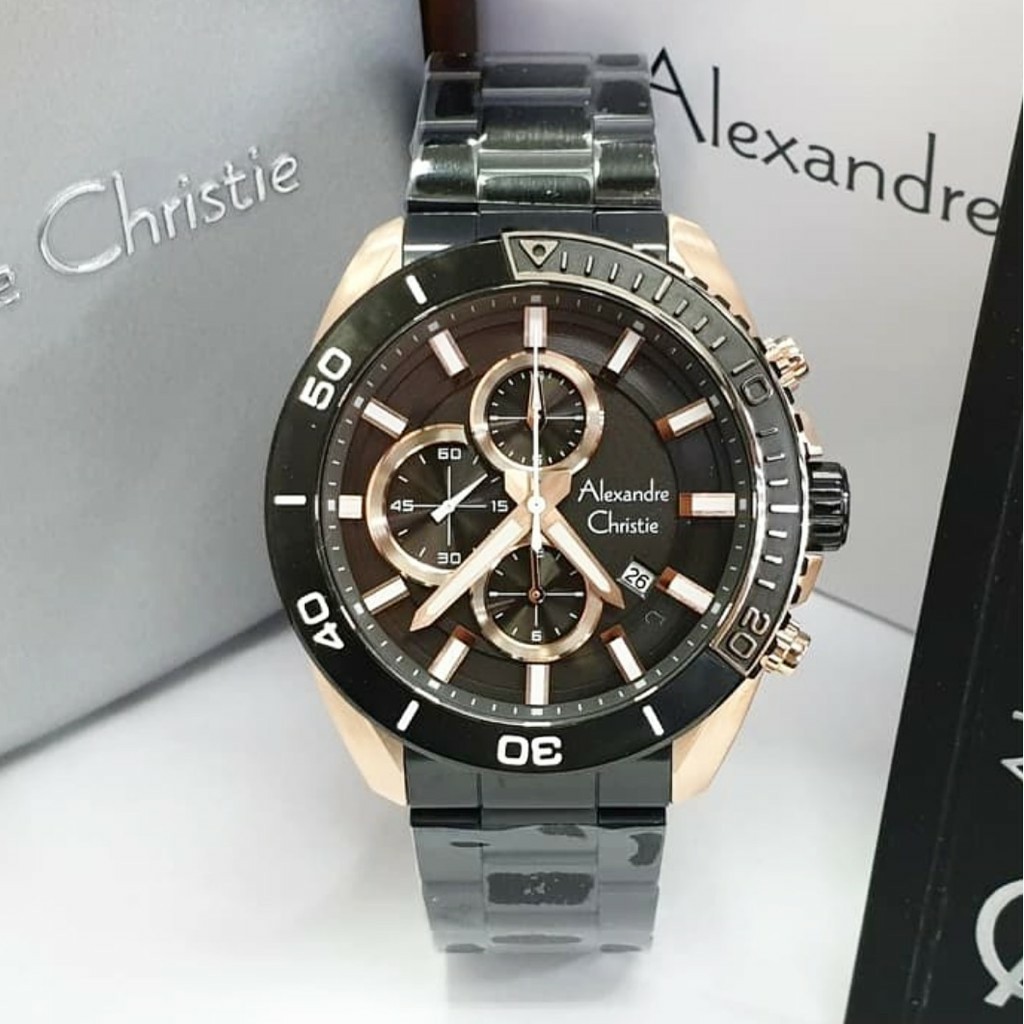 AC alexandre Christie AC 6543  pria  original stainless steel black rose gol
