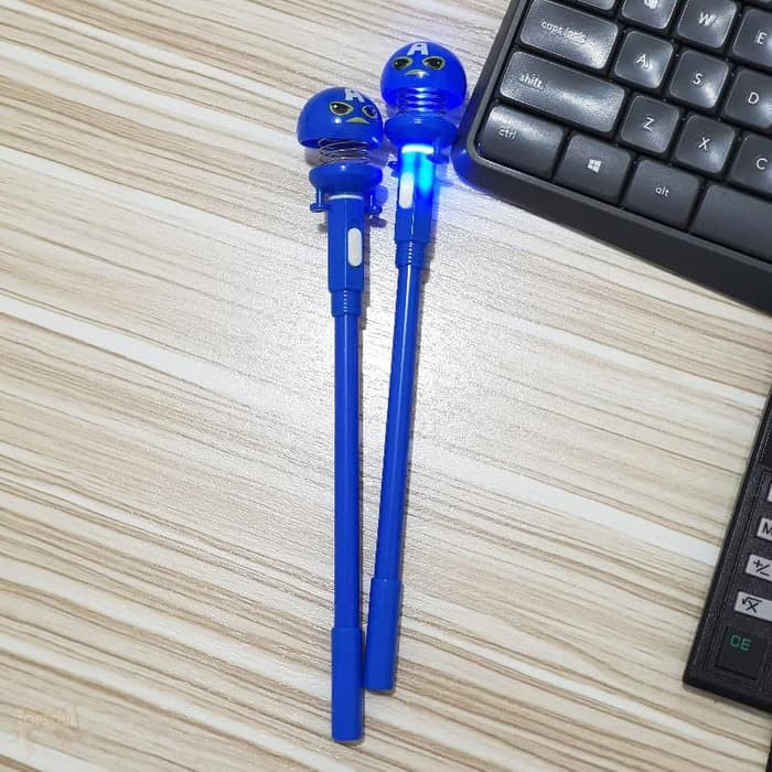 

Pulpen Lampu Per Captain America Nyala/ Pen Karakter Joged Spring Doll