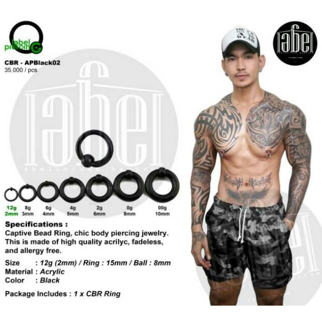APBlack02 - TITANIUM PIERCING - NIPPLE PIERCING  - ACRYLIC PIERCING - TINDIK PUTING - BODY PIERCING