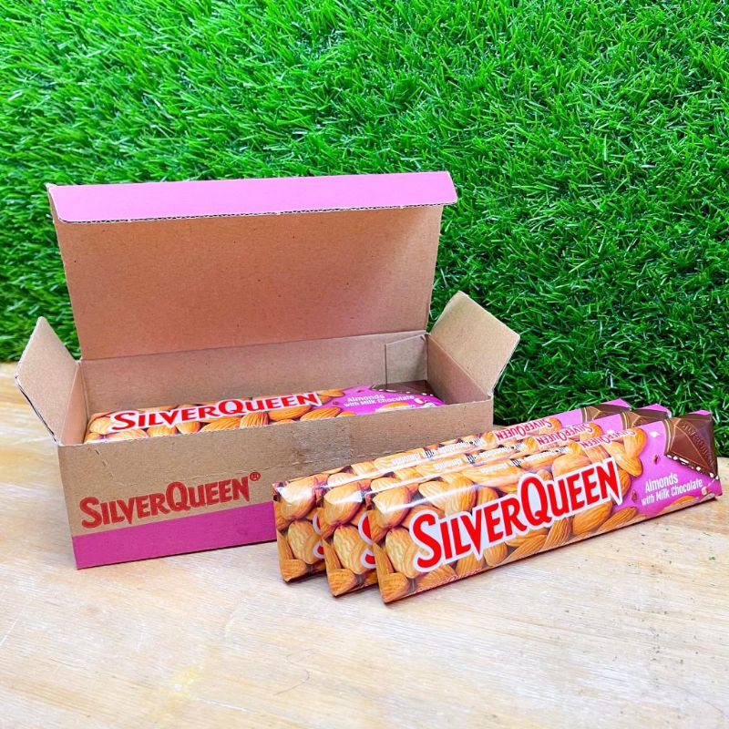 Silverqueen Almonds/Mede 58 gram 1 box (6 pcs) free custom ucapan