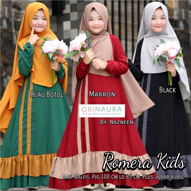 Baju Anak Gamis Romera Kids Plus Jilbab By Ori Naura
