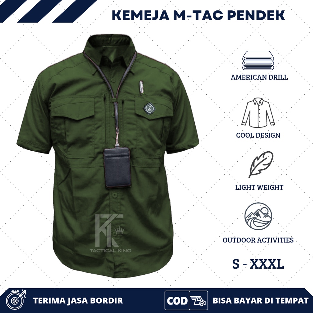 Baju Kemeja Tactical M-TAC Lengan Pendek Best Seller PDL Pria Bahan Drill Outdoor Lapangan Kantor