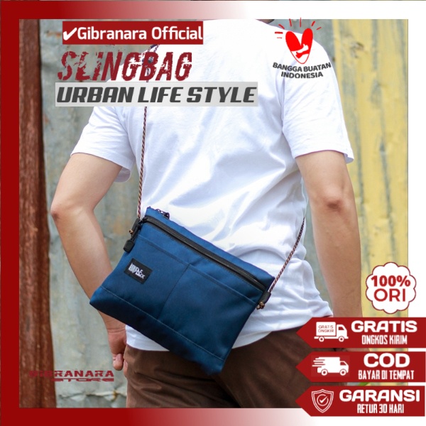 Tas Asli Sling Slim Crossbody Sandang Bag Pundak Selempang Slempang Bahu Samping Kecil Pria Laki Cow