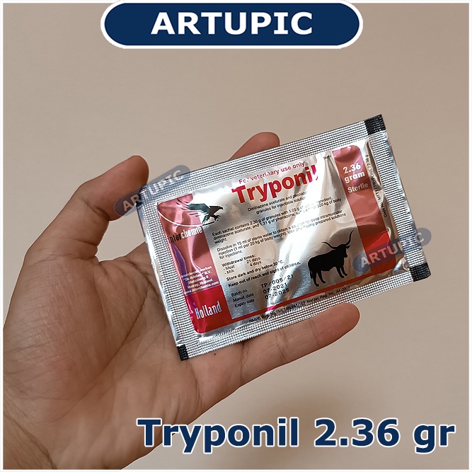 Tryponil Sachet Obat Surra Parasit Darah Trypanosomiasis Sura Piroplasmosis Hewan Ternak Sapi Kerbau Kuda Kambing Domba Babi Anjing Kucing Diminazene Phenazone