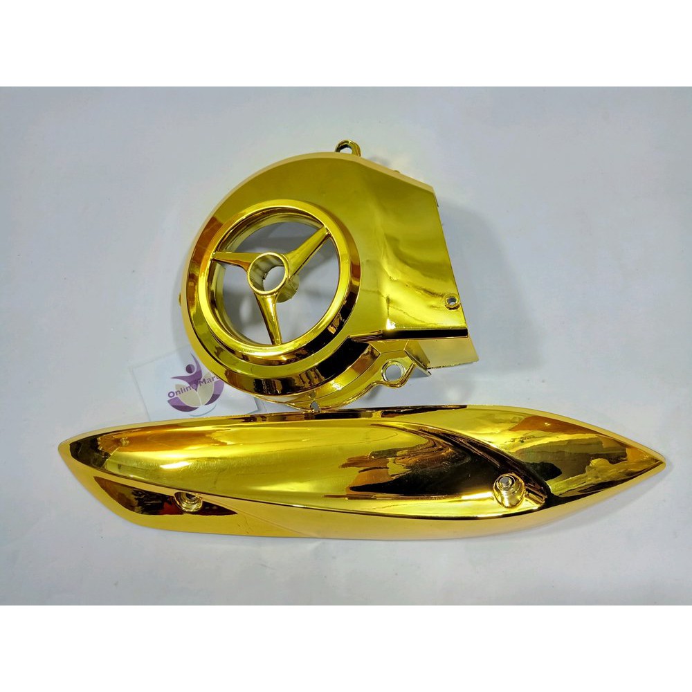 Cover Tutup Kipas Plus Knalpot Mio Sporty Mio Smile Mio GT Mio Lama Gold