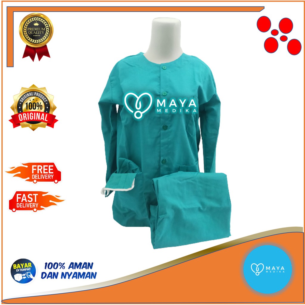 Baju Ok / Hijau Tosca / Lengan Panjang / Baju Kancing / Celana Karet