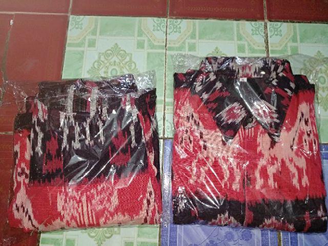 Baju Couple Kemeja Dan Dress Tenun Blangket Ayam Hitam Ahm1800