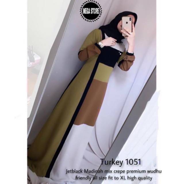 Gamis jetblack mix crepe turkey abaya busui wudhu friendly premium ori berlabel