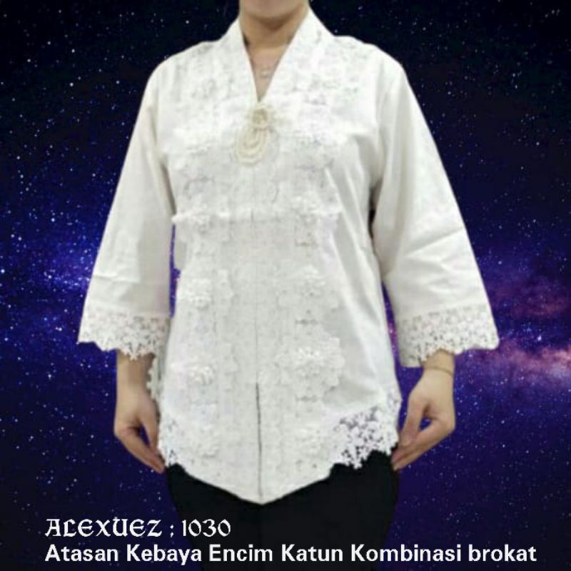 Atasan kebaya encim katun kombinasi brokat