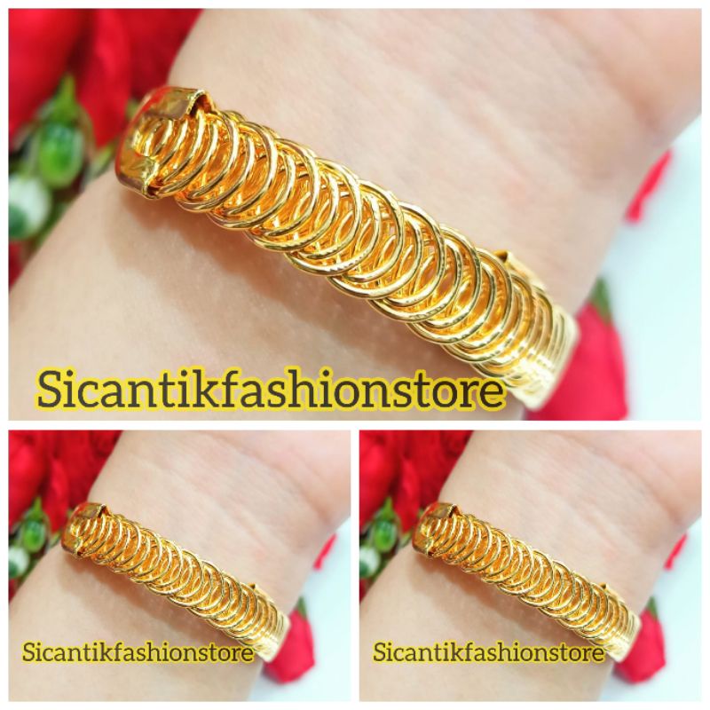 Gelang Titanium Wanita Gold 19CM Terlaris Anti Karat Tidak Luntur Gelang Wanita Kekinian Mewah