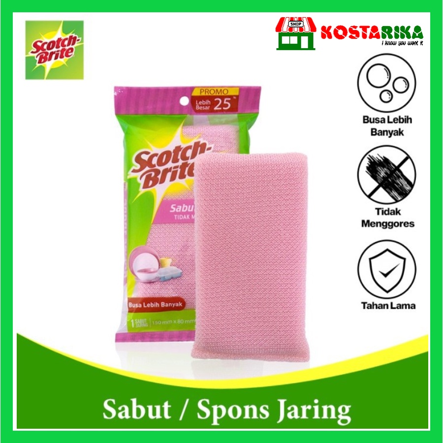 Sabut Jaring Pink untuk Alat Makan Plastik 3M Scotch Brite ID 60