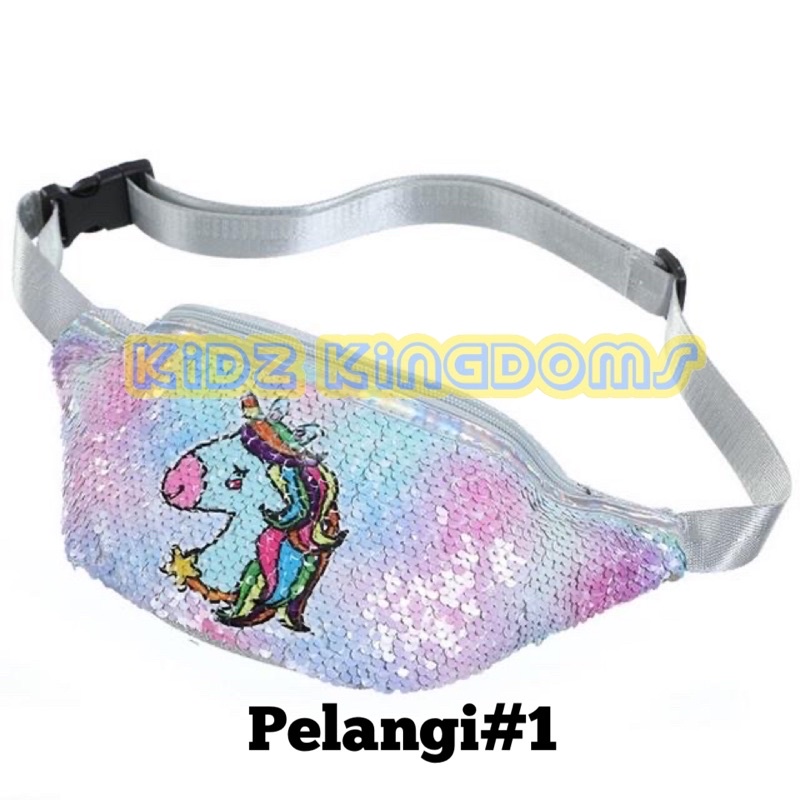 TAS SELEMPANG SEQUIN UNICORN / WAIST BAG SEQUIN UNICORN