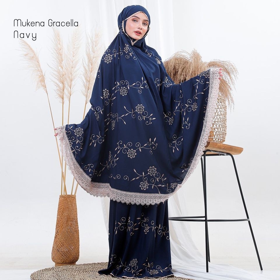 MUKENA DEWASA GRACELLA // MUKENA BORDIR MOTIF BUNGA TERATAI