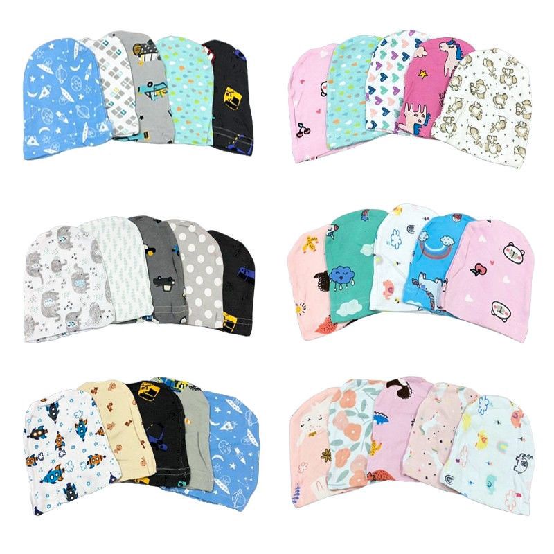 Topi Bayi Newborn 5 In 1 SNI / Topi Kupluk Bayi isi 5 pcs [ Bunda Altaf ]