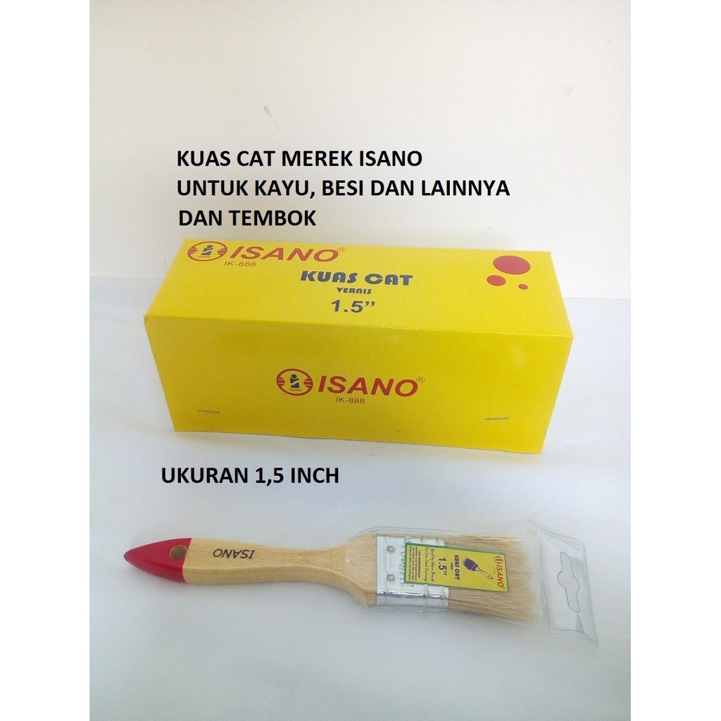 Isano Kuas 1,5&quot; Cat Tembok Halus Ukuran Sedang 1,5 inch Gagang Kayu 1.5&quot; 1.5 inch Besi Dinding Stainless Steel Batu