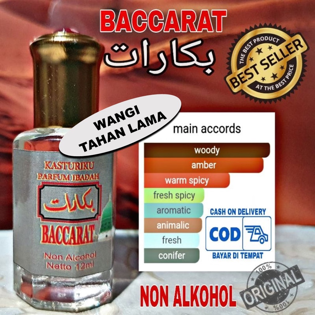 Parfum Non Alkohol Tahan Lama Parfum Non Alkohol Pria Parfum Kasturi Baccarat Original 12 ml