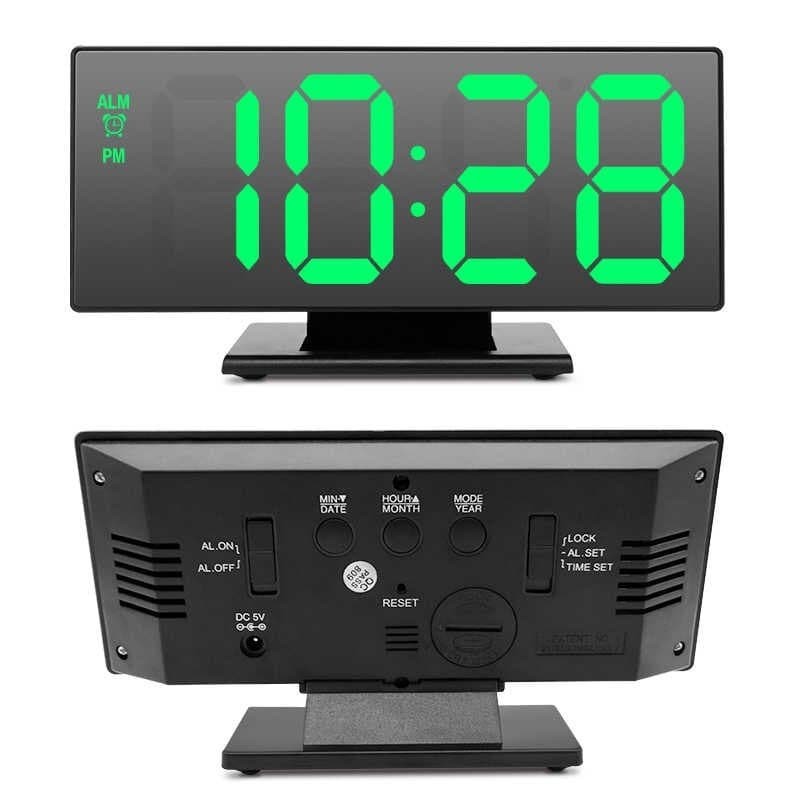 Jam Meja Digital Led Weker / Digital Alarm Clock Mirror DS-3618L Green