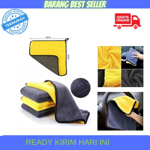 Lap Mobil 2 WARNA Microfiber Lembut Tebal Serbaguna uk 30x30cm