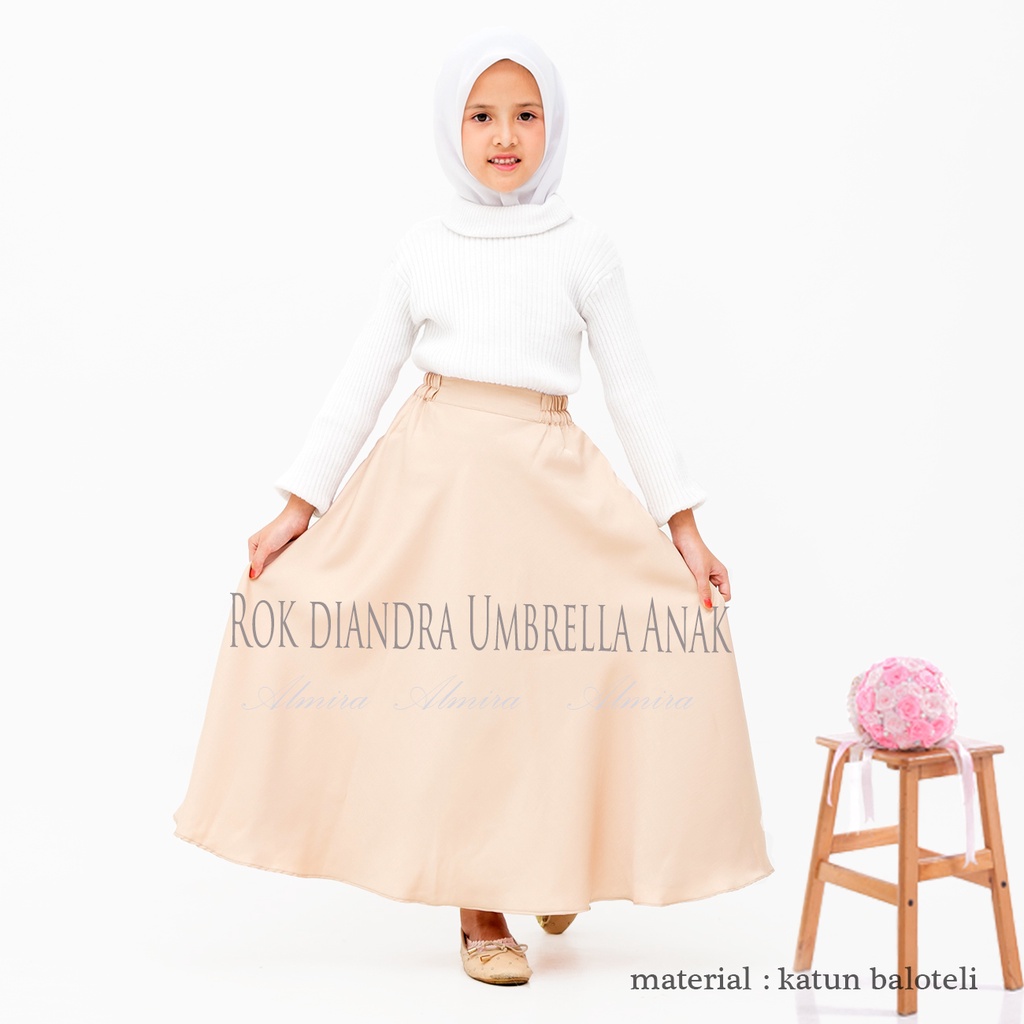 Rok Anak Perempuan Panjang Payung Lebar 7 9 10 12 tahun tanggung Diandra Umbrella Skirt Griyaraditya Almira