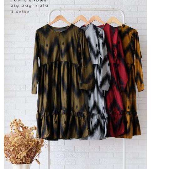 Tunik Undak Rempel Motif Etnik Bahan Denim/ Calvin Jeans ..