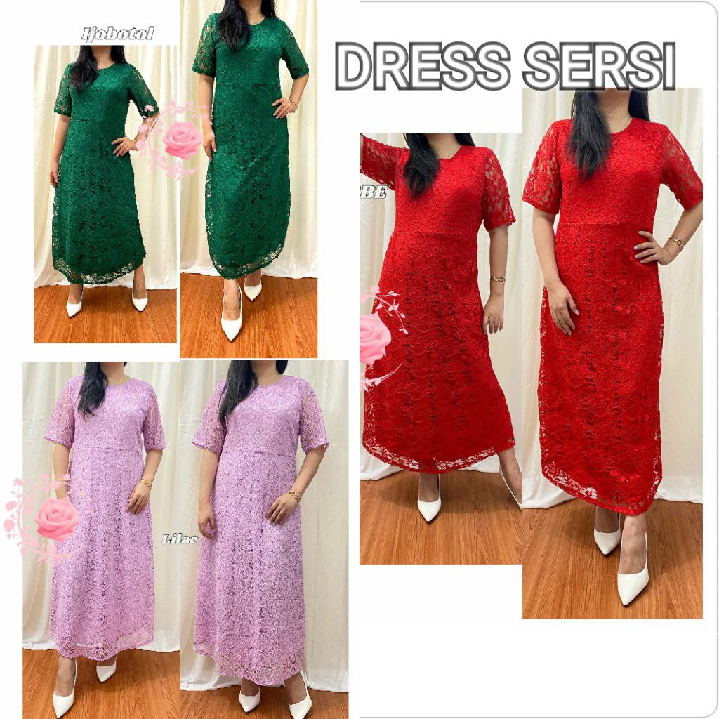 DRESS SERSI BRUKAT FASHION WANITA / GAUN PESTA / PAKAIAN ONDANGAN / SELTING BELAKANG